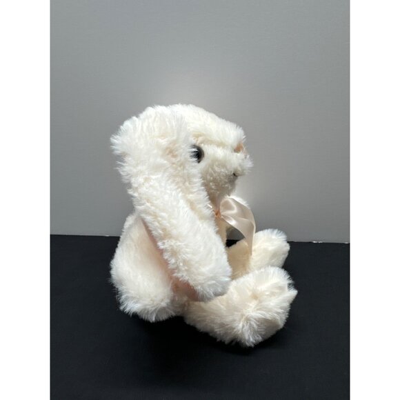 Plush White Bunny Stuffed Animal With Pink Ears & Bow Soft Toy 12" MTY Internati - Picture 4 of 8